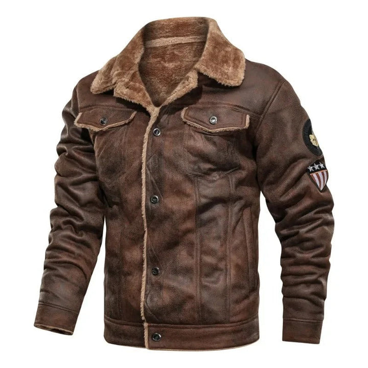 Danniel - Elegant Warm Leather Jacket with Fleece Lining
