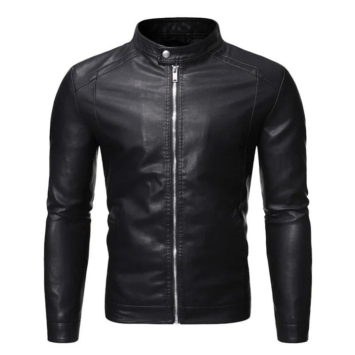 Damian - Leather Jacket With Stand-Up Collar