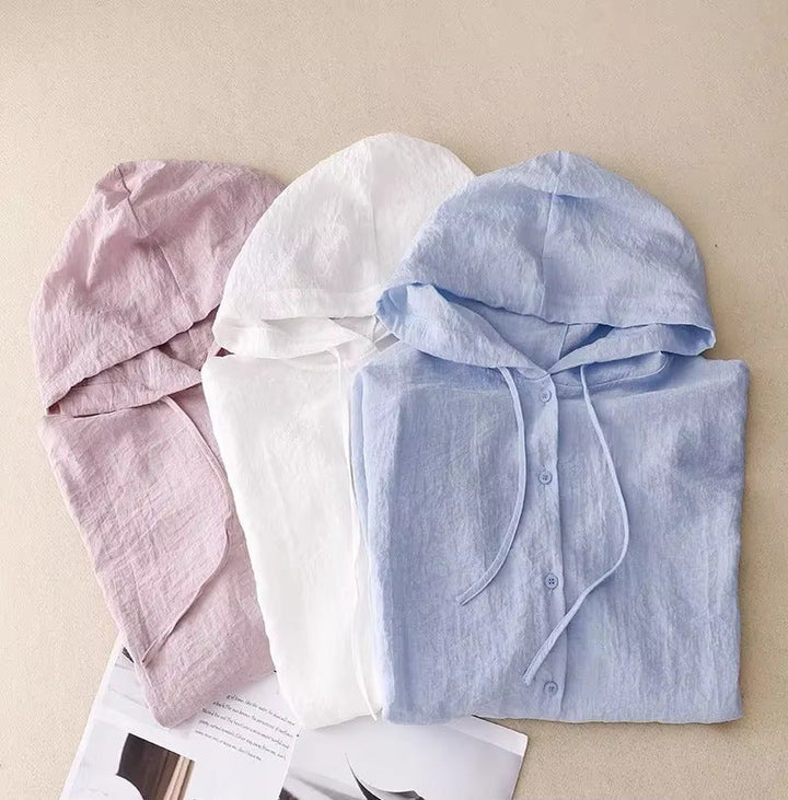 Davina - Long Sleeve Hooded Blouse