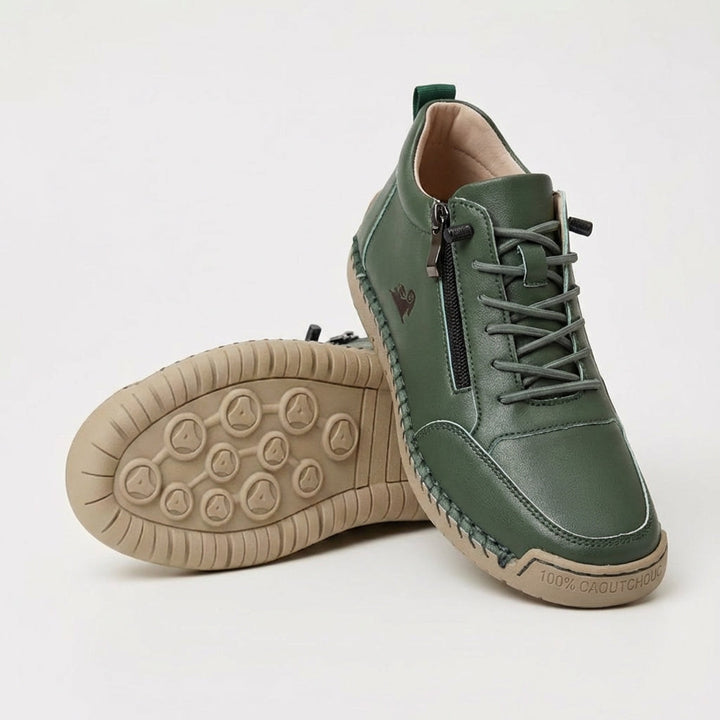 Echogrid - Lace-Up Zip Sneakers with Contrast Stitching