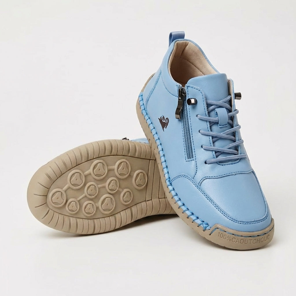 Echogrid - Lace-Up Zip Sneakers with Contrast Stitching