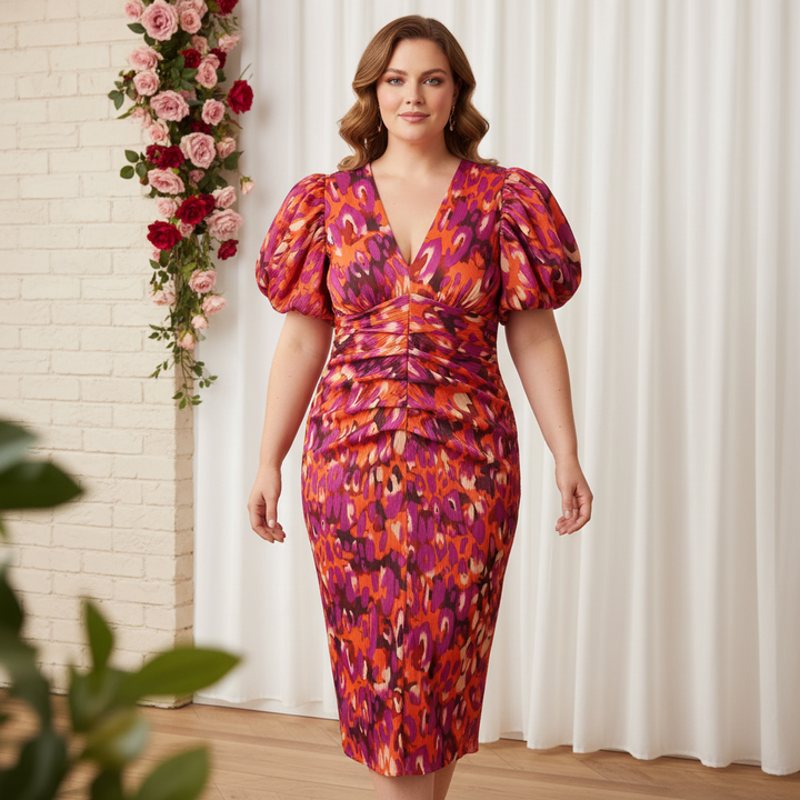 Lonica - Elegant V-Neck Dress