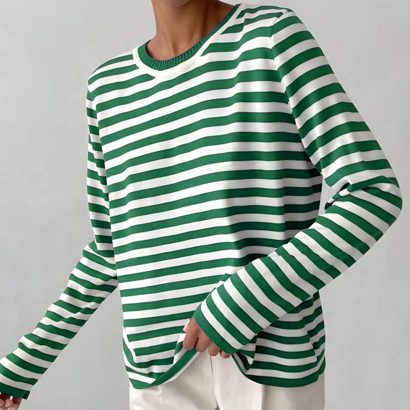 Danonula - Elegant Long Sleeve Sweater With Strape Pattern