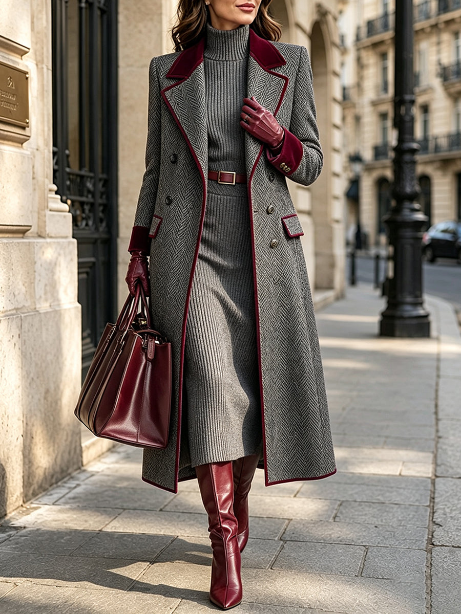 Ximira - Elegant Wool Blend Long Coat
