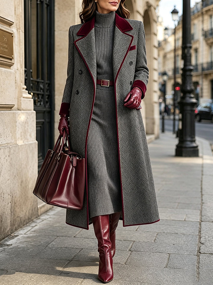 Ximira - Elegant Wool Blend Long Coat
