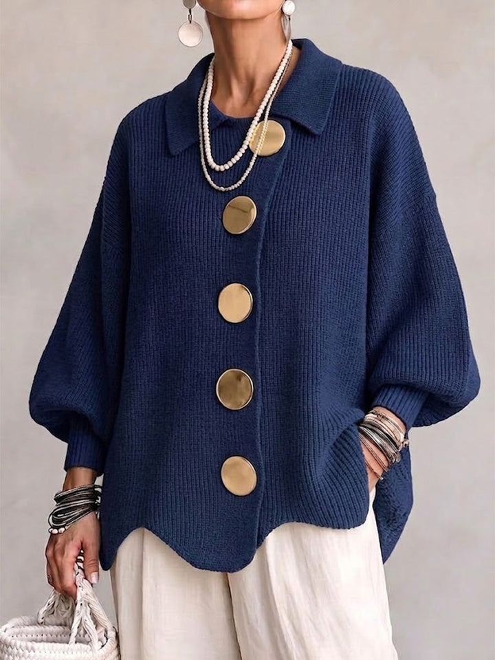 Geneette - Oversized Cardigan With Gold Buttons