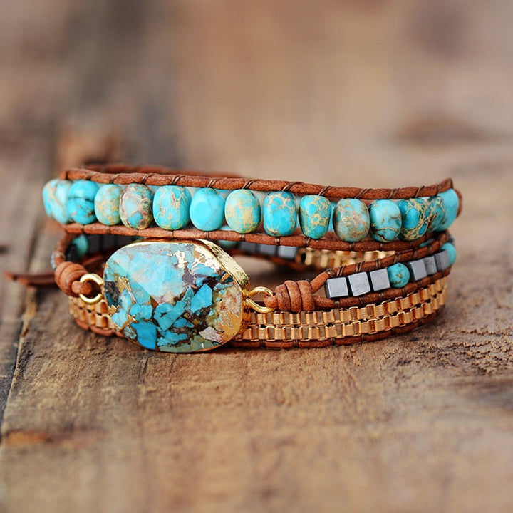 Natilda - Turquoise & Jasper Healing Wrap Bracelet