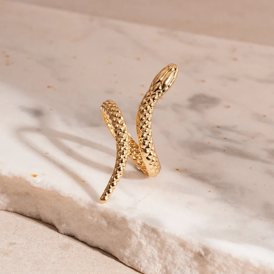 Zevella - Sculpted Snake Wrap Bracelet and Ring Set