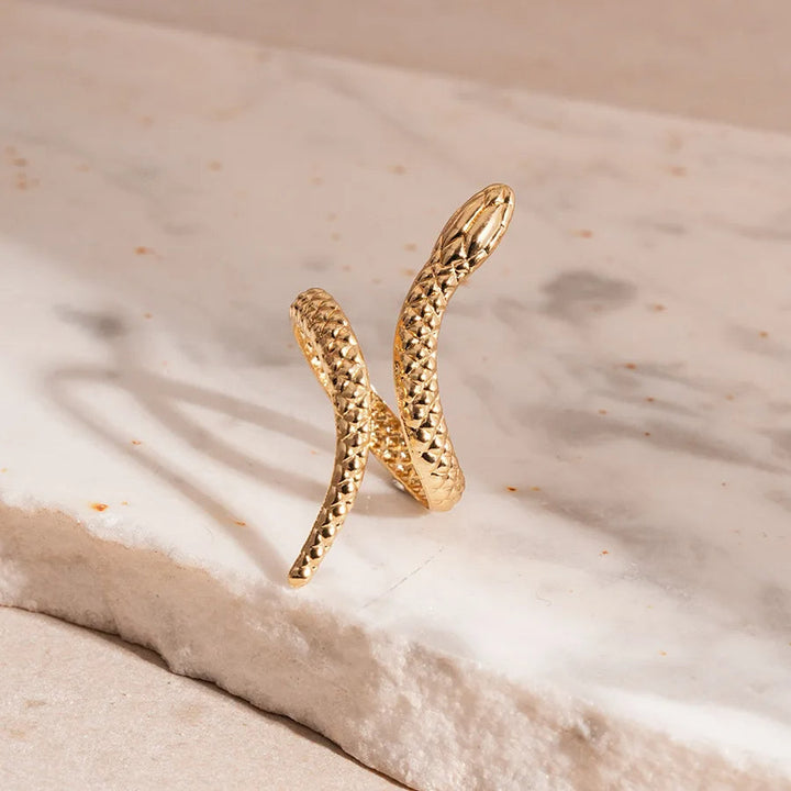 Zevella - Sculpted Snake Wrap Bracelet and Ring Set