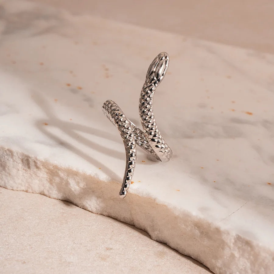 Zevella - Sculpted Snake Wrap Bracelet and Ring Set