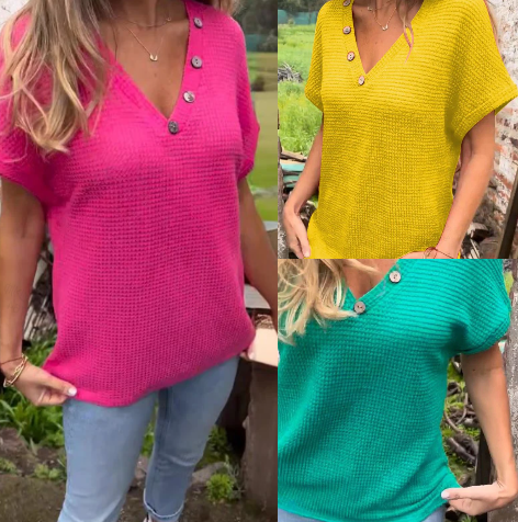 Lindse - Stylish Short Sleeve V-Neck Top