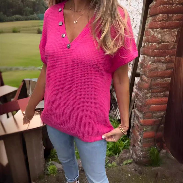 Lindse - Stylish Short Sleeve V-Neck Top