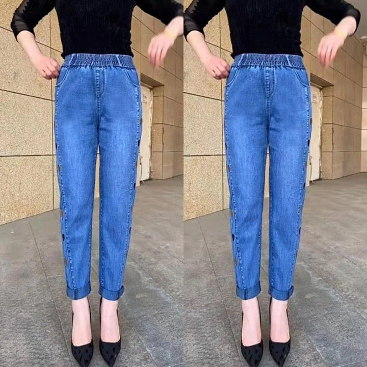 Norberta - Highly Elastic Jeans With Heart Pattern