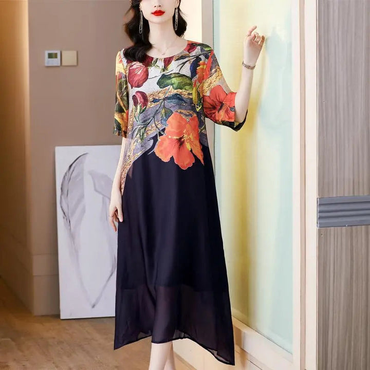 Debby - Elegant Floral Print Dress
