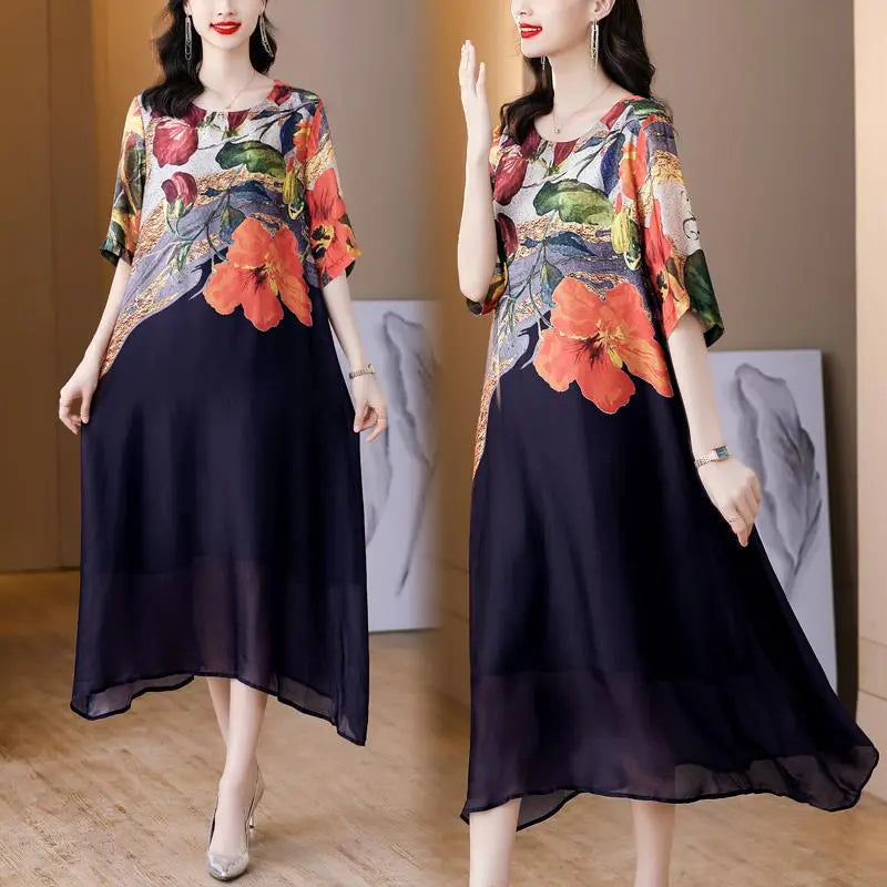 Debby - Elegant Floral Print Dress