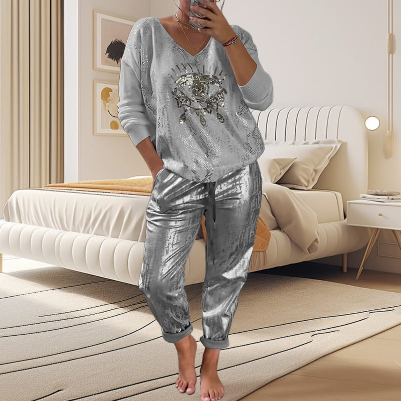 Ashley - Top and Devil's Eye Sequin Pant