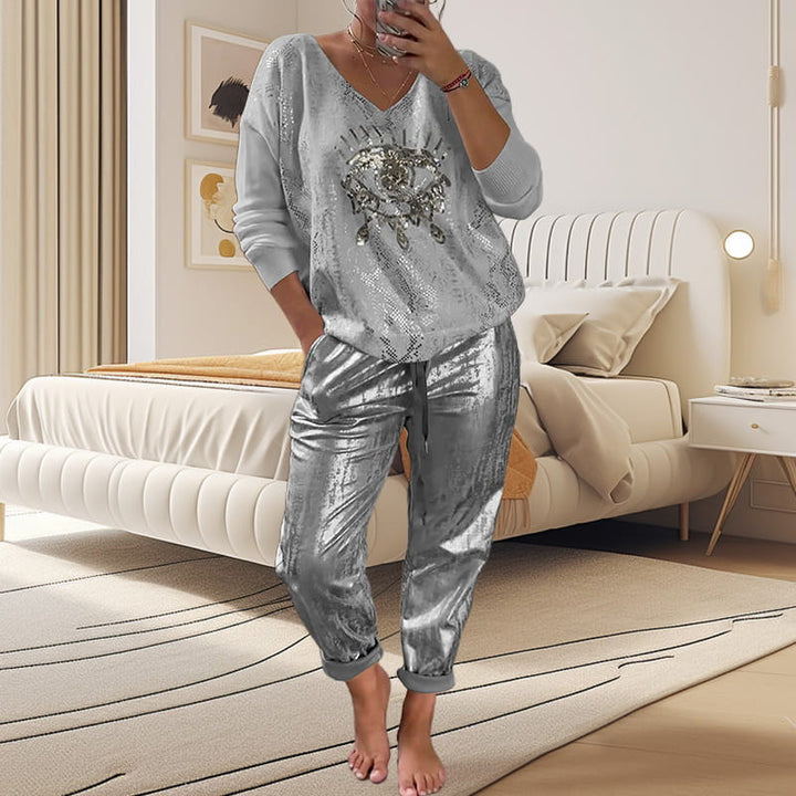 Ashley - Top and Devil's Eye Sequin Pant
