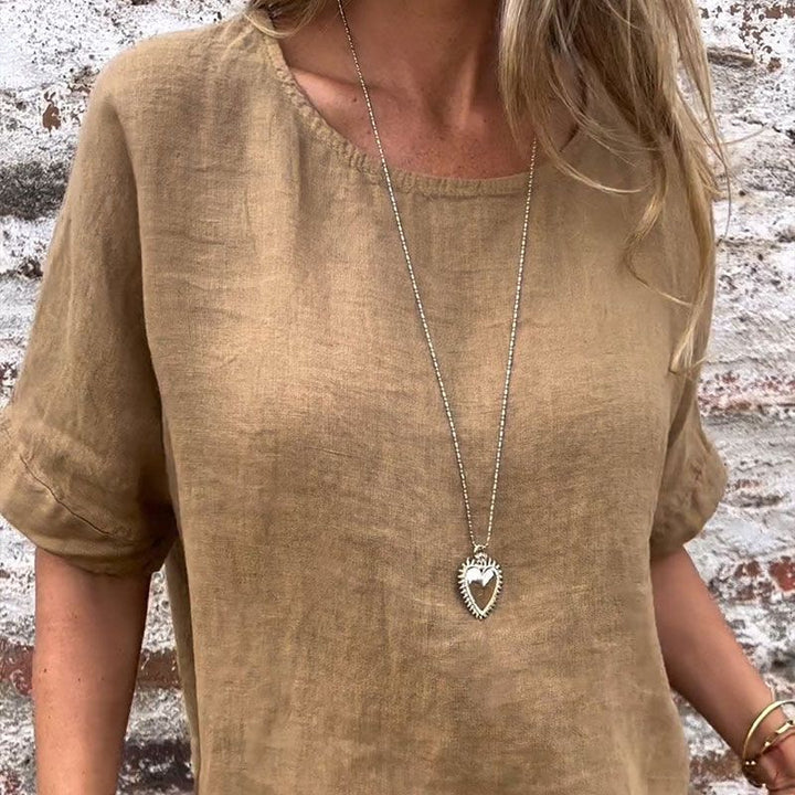 Joline - Round Neck and Half Sleeves Blouse