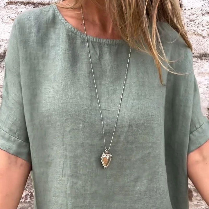 Joline - Round Neck and Half Sleeves Blouse