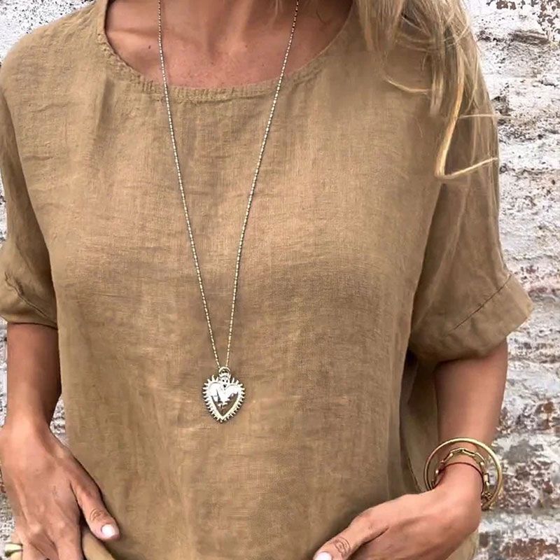 Joline - Round Neck and Half Sleeves Blouse