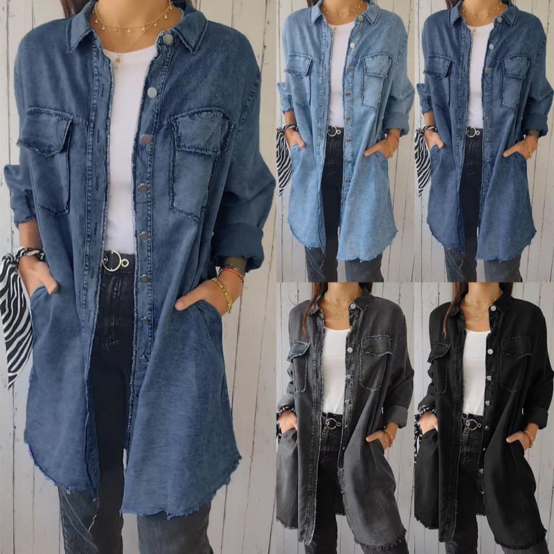 Christiane - Trendy Oversize Denim Shirt Dress