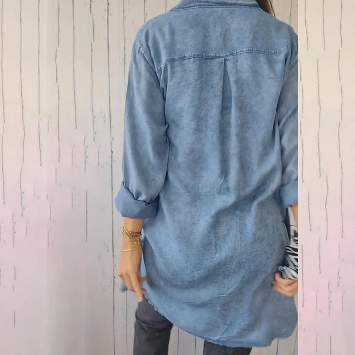 Christiane - Trendy Oversize Denim Shirt Dress
