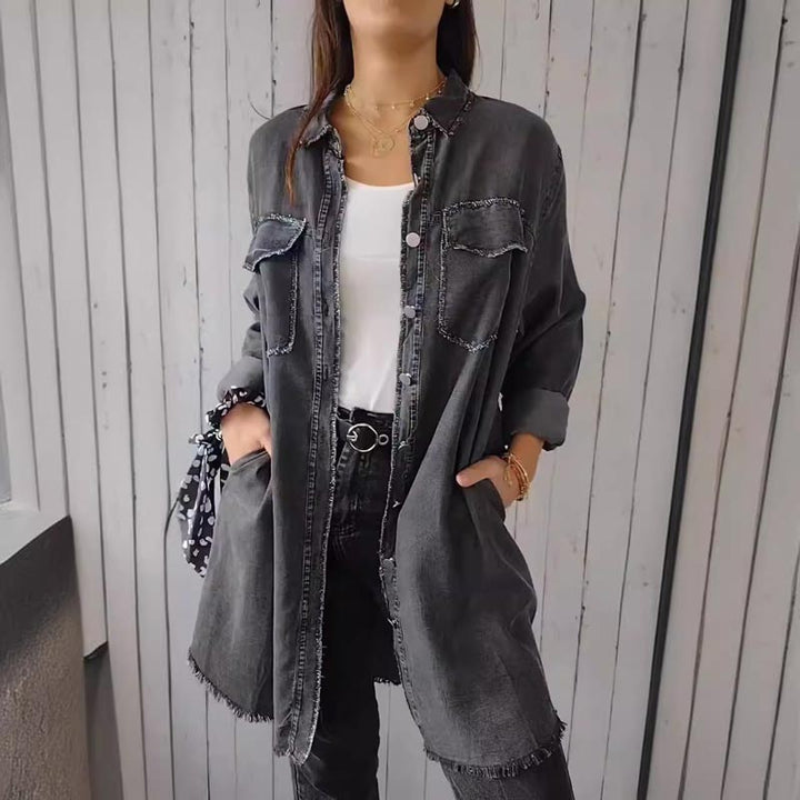 Christiane - Trendy Oversize Denim Shirt Dress