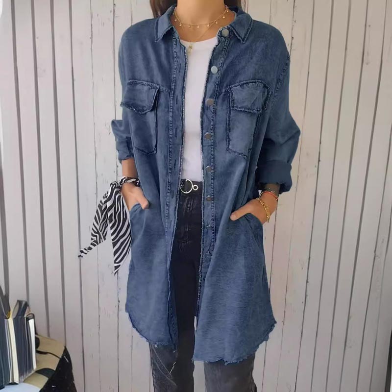 Christiane - Trendy Oversize Denim Shirt Dress
