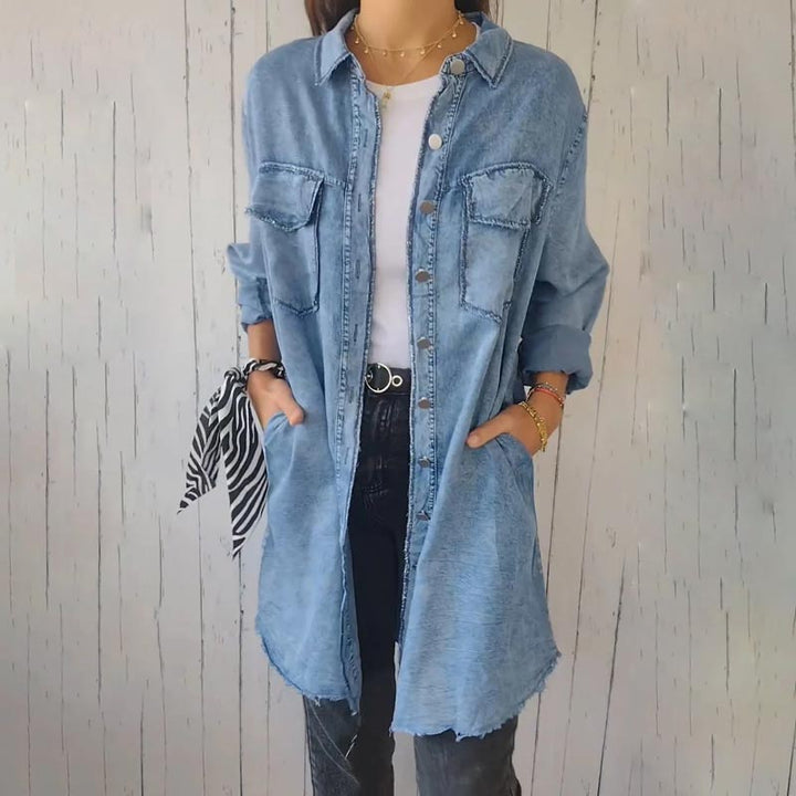 Christiane - Trendy Oversize Denim Shirt Dress
