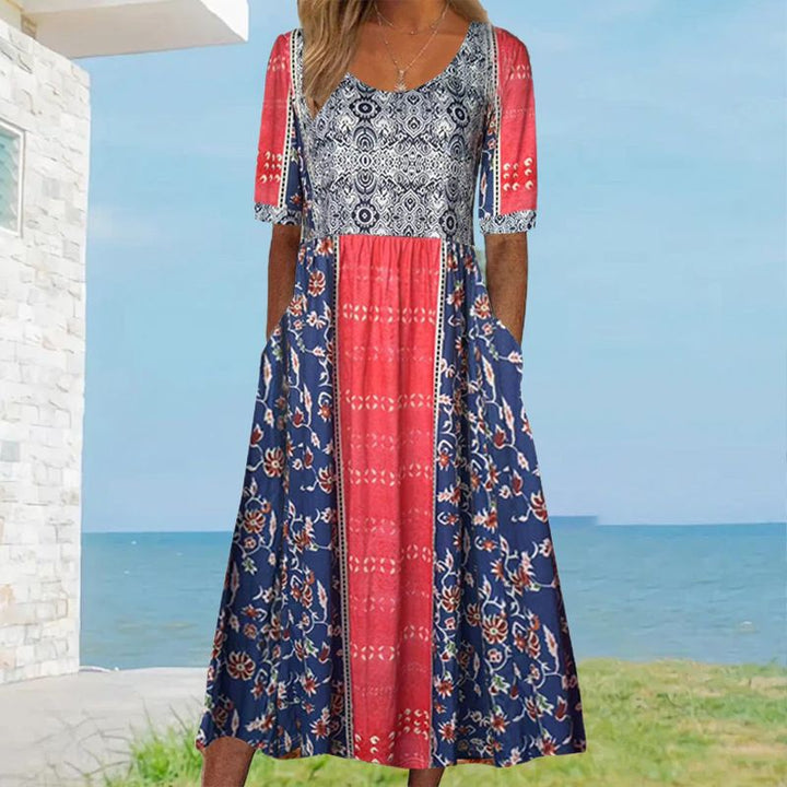 Dinara - Elegant Dress With a Boho Print