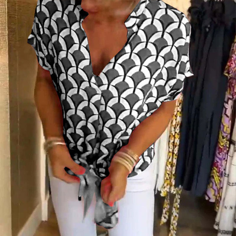 Naskia - Short Sleeve V-Neck Blouse