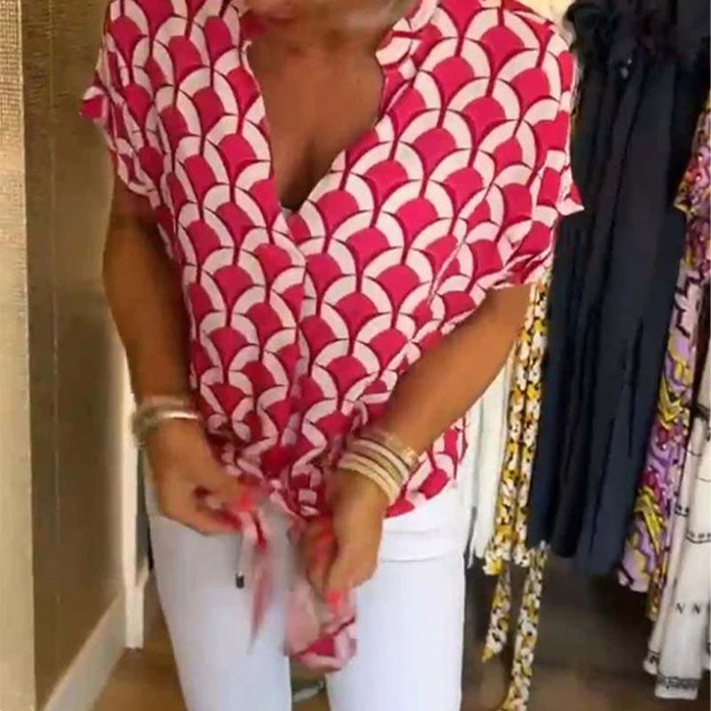 Naskia - Short Sleeve V-Neck Blouse