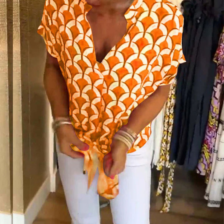 Naskia - Short Sleeve V-Neck Blouse