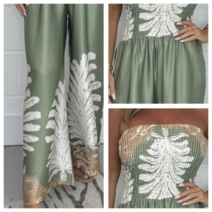 Nahéla - Elegant Strapless Printed Jumpsuit