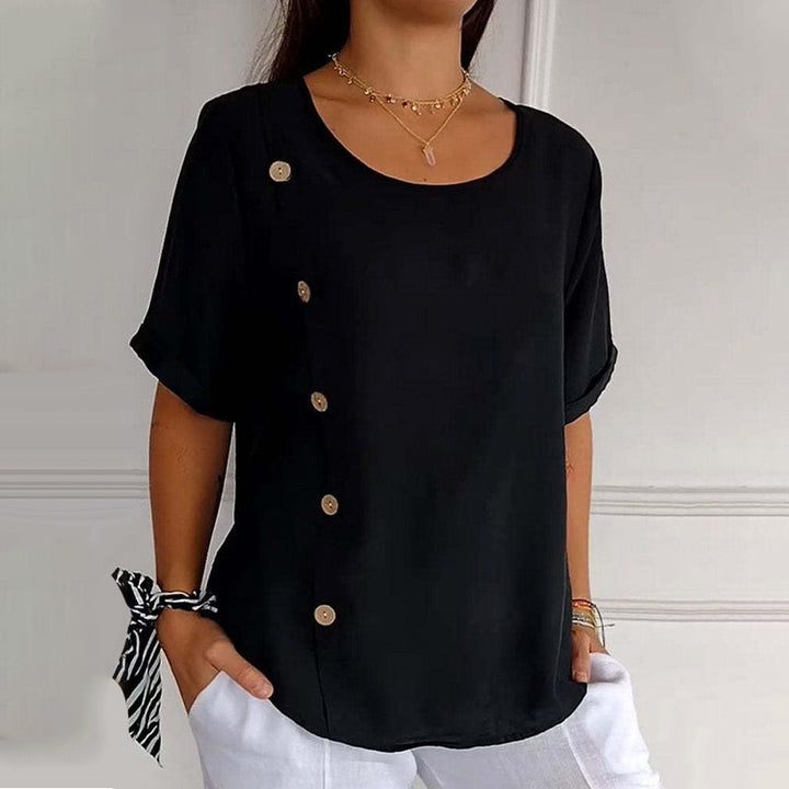 Velma - Side Button Linen Blouse