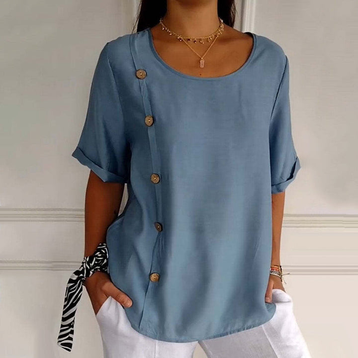 Velma - Side Button Linen Blouse