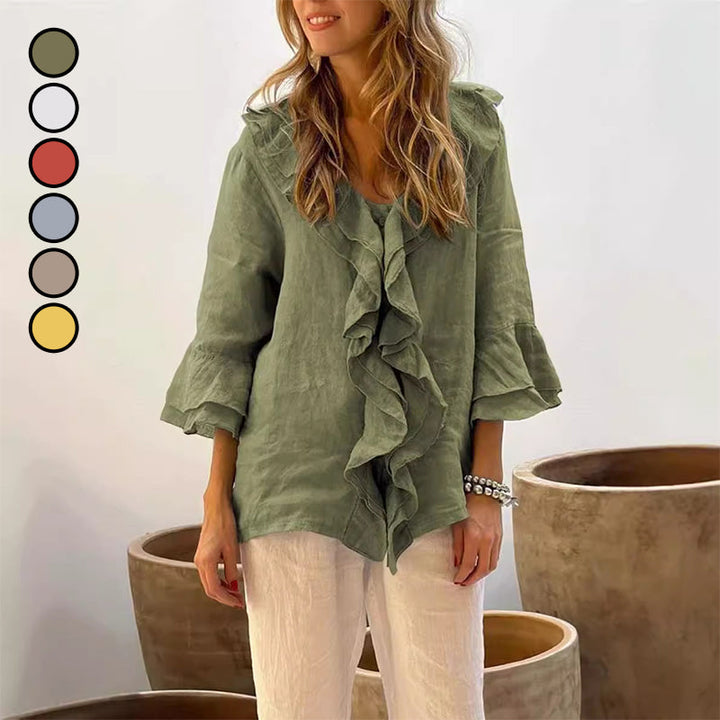 Gretha - Ruffle Collar and bell Sleeves  Blouse