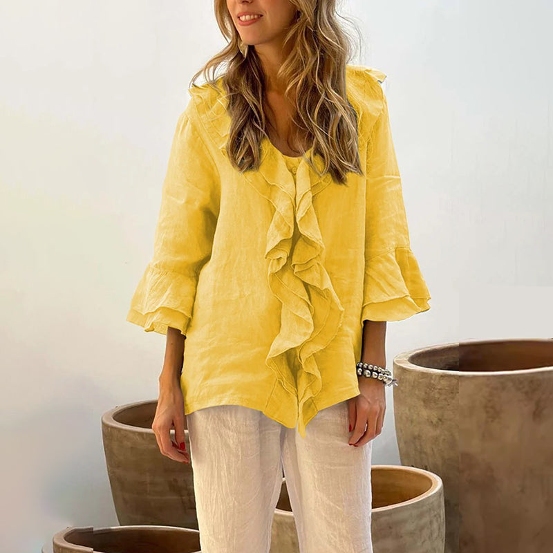 Gretha - Ruffle Collar and bell Sleeves  Blouse