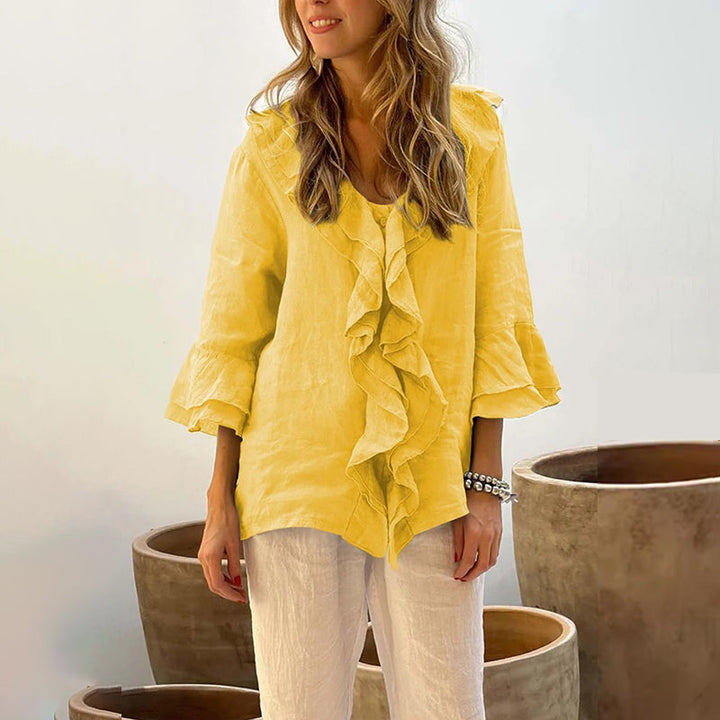 Gretha - Ruffle Collar and bell Sleeves  Blouse