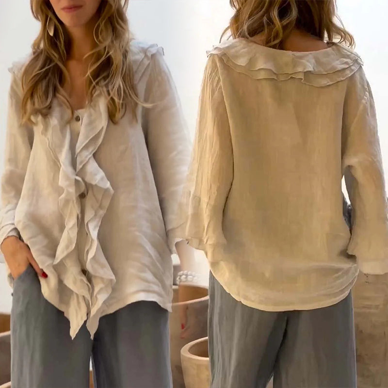 Gretha - Ruffle Collar and bell Sleeves  Blouse