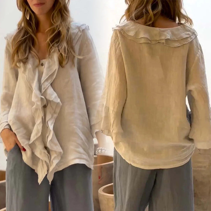 Gretha - Ruffle Collar and bell Sleeves  Blouse