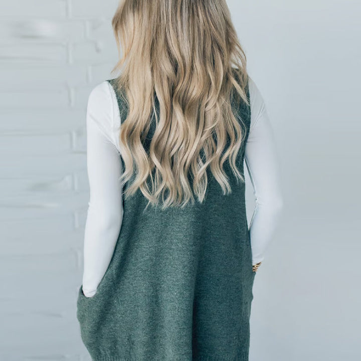 Ovidia - Knitted Loose Vest With Pockets