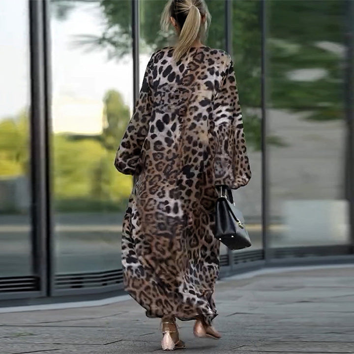 Virginia - Long Sleeve Leopard Print Dress