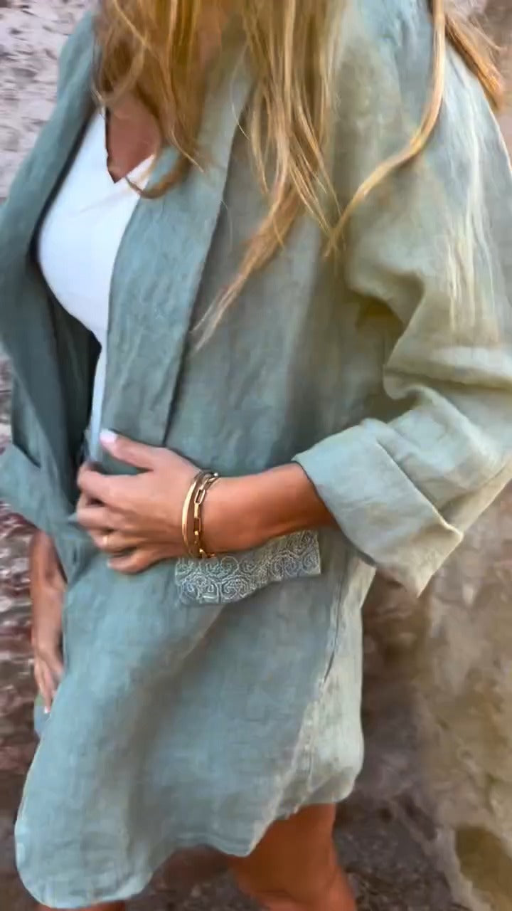 Mirana - Cotton and Linen Open Front Blouse
