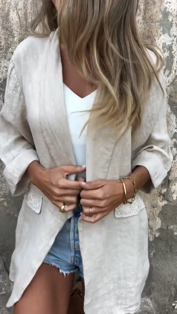 Mirana - Cotton and Linen Open Front Blouse