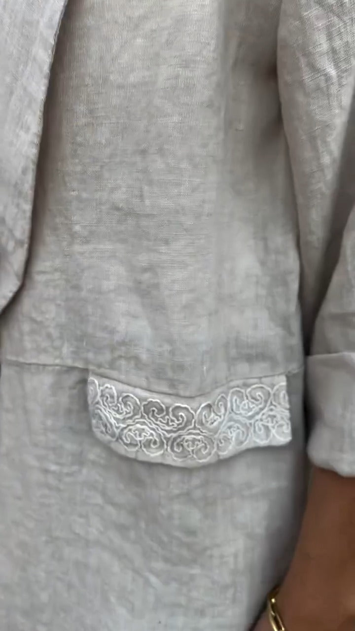 Mirana - Cotton and Linen Open Front Blouse