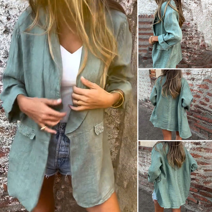 Mirana - Cotton and Linen Open Front Blouse