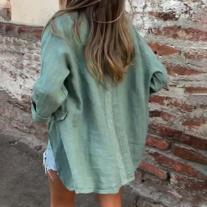 Mirana - Cotton and Linen Open Front Blouse