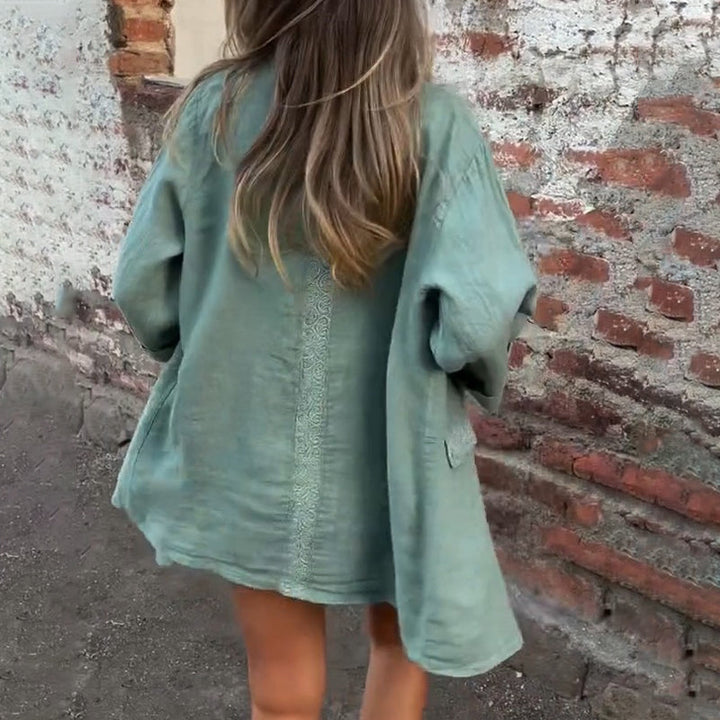 Mirana - Cotton and Linen Open Front Blouse