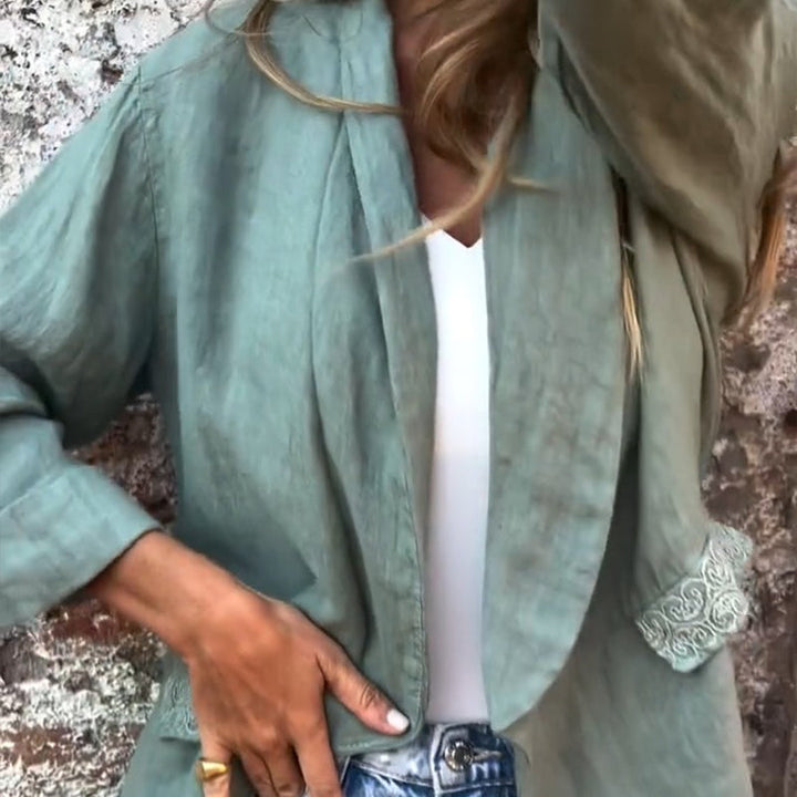 Mirana - Cotton and Linen Open Front Blouse